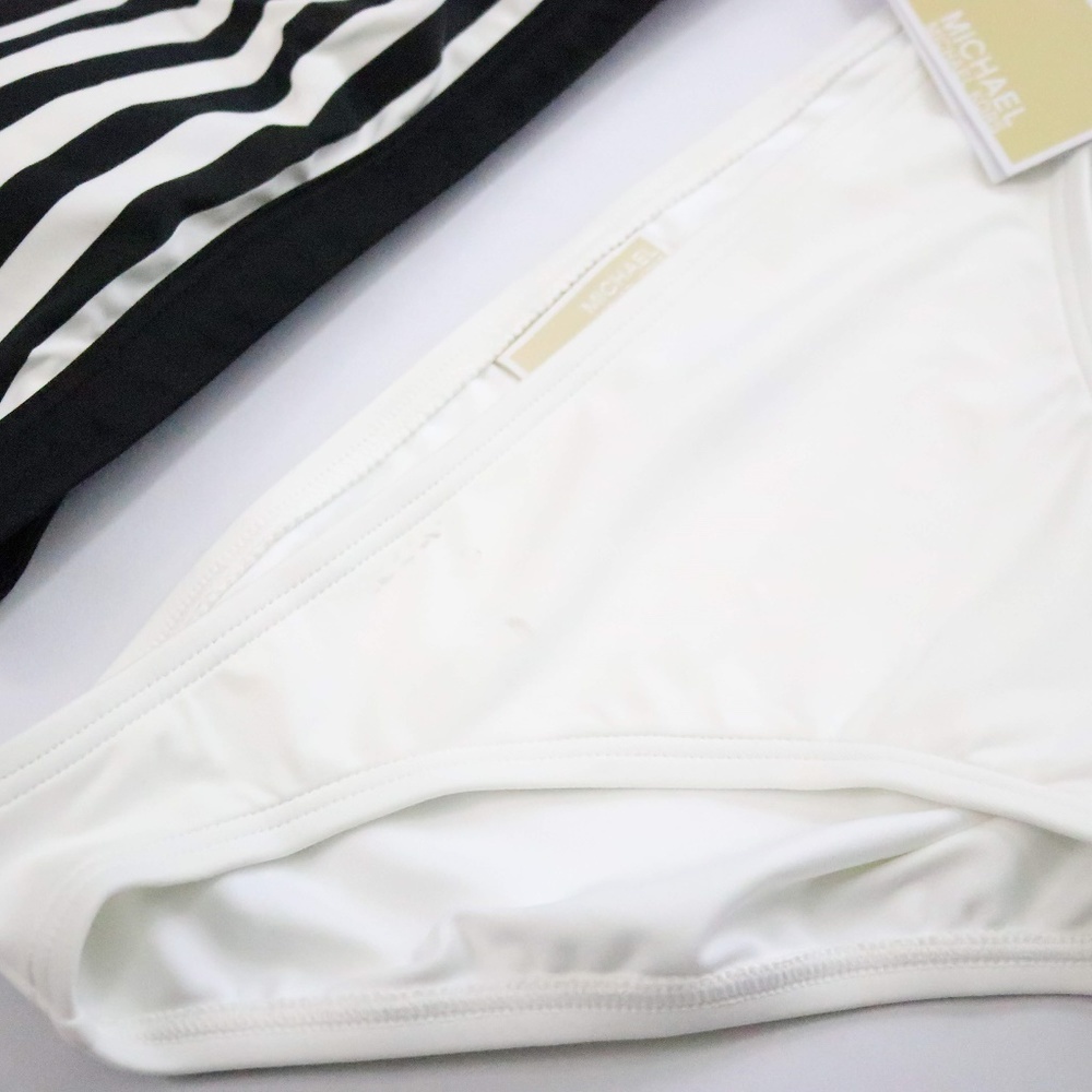 MICHAEL KORS White & Black Stripe 2pc Bikini - Size Medium - Picture 4 of 7